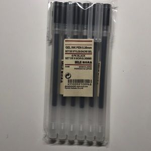 MUJI Gel Ink Pen 0.38 Black Cap Type, Set of 6